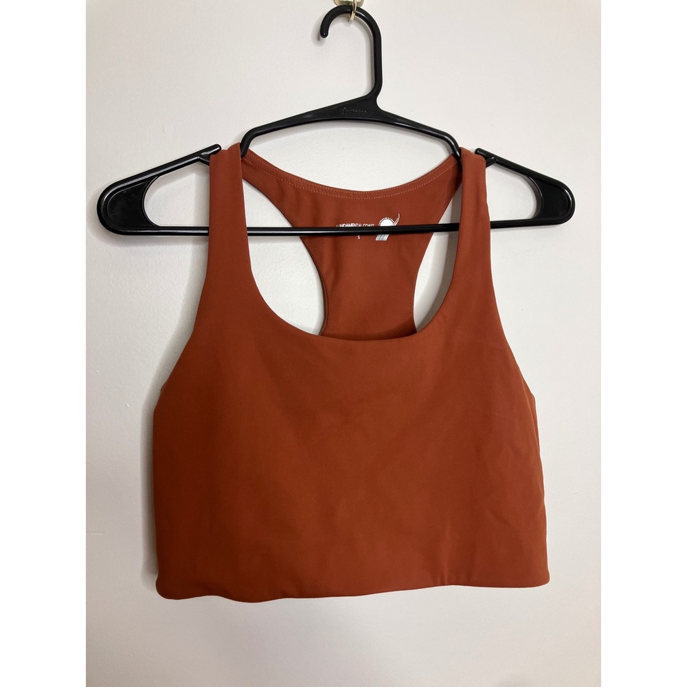 Fundamental Coast Sports Bra Womens Small Rust Orange Excellent Racerback Crop